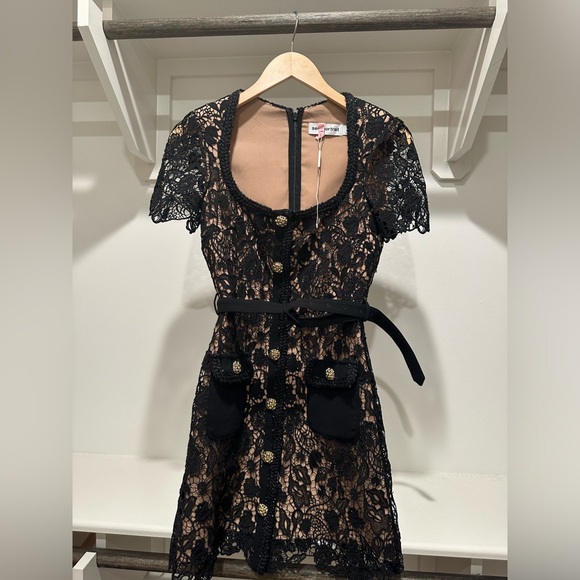 Self-Portrait Dresses & Skirts - Self Portrait Guipure Mini Lace Dress in Black | Size US 4 (8UK)